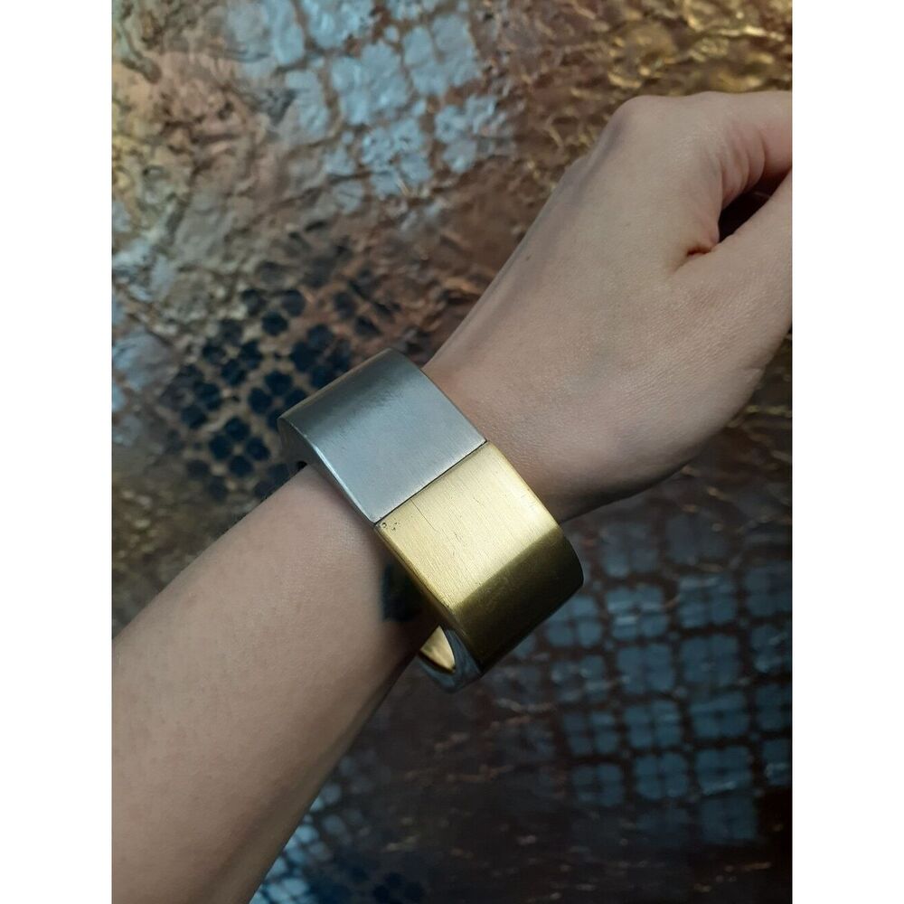 Vintage 1980s Gold and Silver Metallic Statement Bracelet